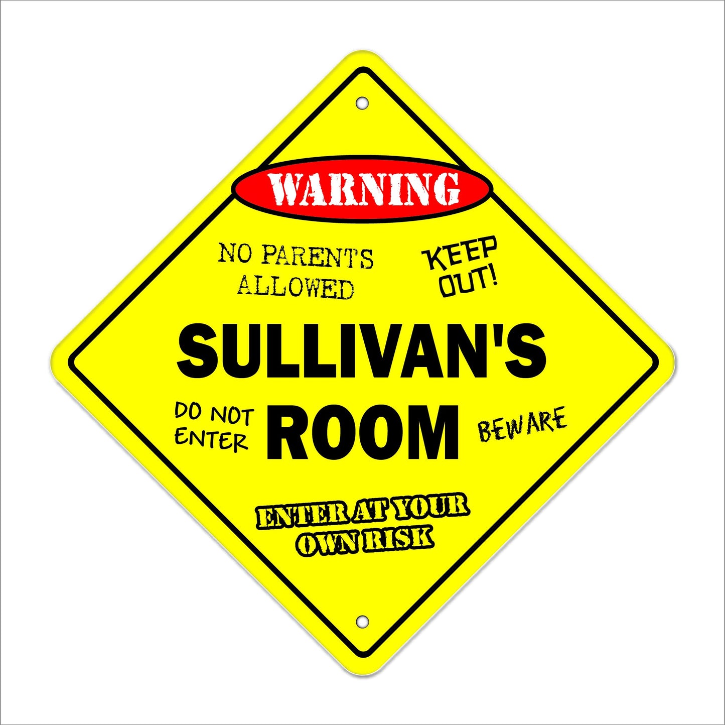 Sullivan's Room Sign Crossing Zone Xing | Indoor/Outdoor | 12" Tall Kids Bedroom Decor Door Children's Name boy Girl