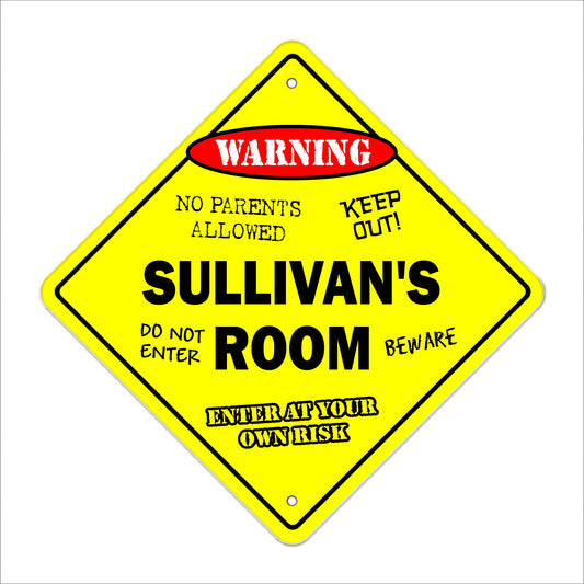 Sullivan's Room Sign Crossing Zone Xing | Indoor/Outdoor | 12" Tall Kids Bedroom Decor Door Children's Name boy Girl