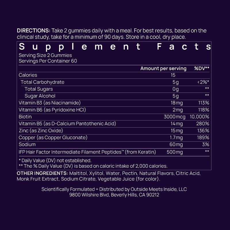 OMI - Peptides for Hair Growth, Gummies for Women with Patented Follicle Fortifying Biotechnology, Now in Delicious Wild Berry Flavor (60 Gummies)