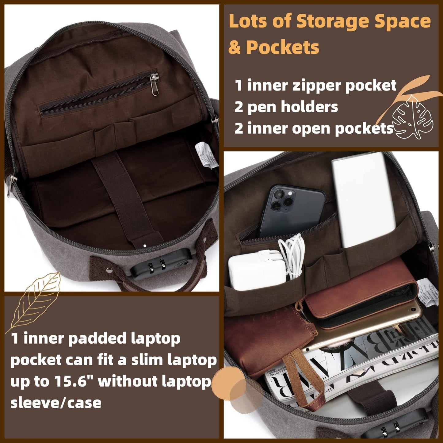 Leaper Retro Crossbody Bag Sling Bag Canvas Messenger Bag for Men Women Shoulder Bag Crossbody Handbags Satchel Brownish Gray, XXL