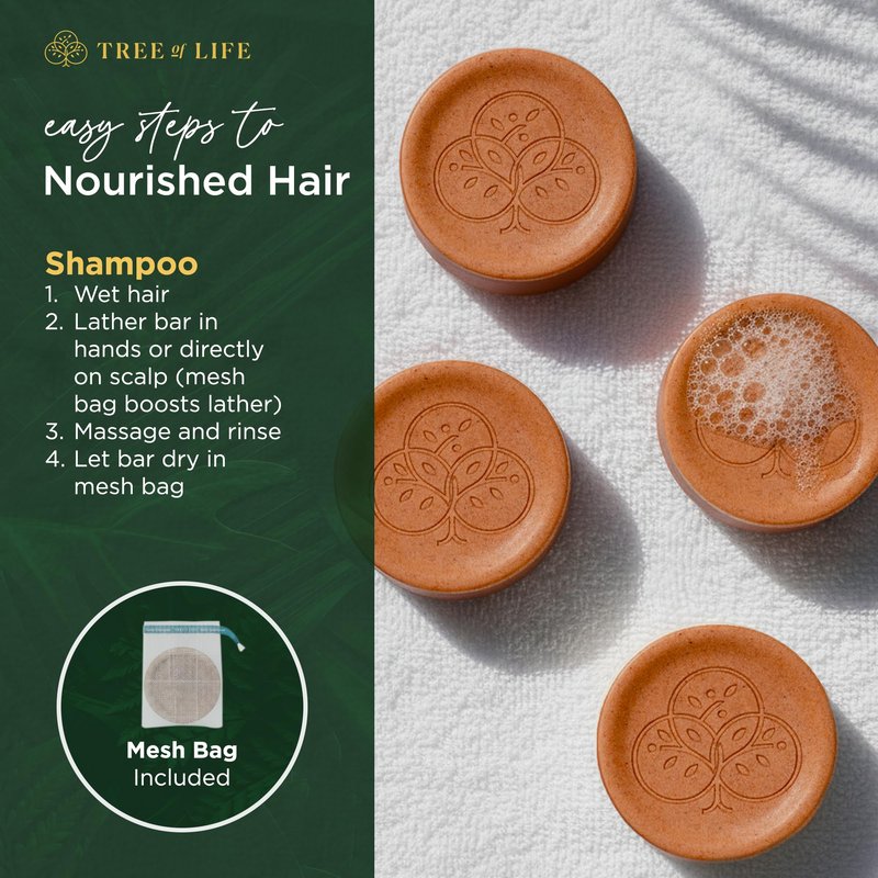 Tree of Life Rice Water Shampoo Bar - Sulfate Free Rice Protein Hair Care That Strengthens, Repairs, and Delivers Frizz Control with Silky Shine