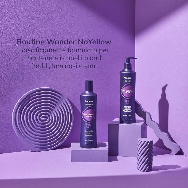 Fanola Wonder No Yellow Purple Shampoo - Color Depositing for Blondes & Grey Hair | 11.83 Fl Oz