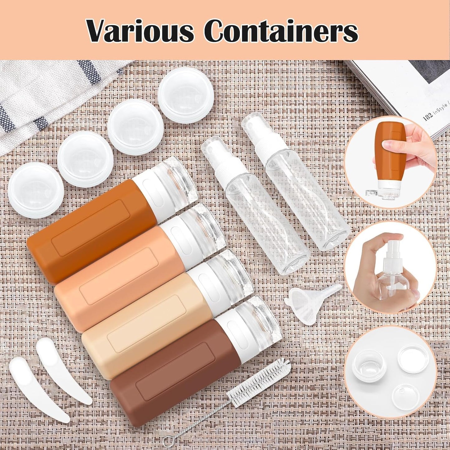 Redfly 17PCS Travel Bottles for Toiletries, TSA Approved Travel Size Containers, Leak Proof Travel Containers for Toiletries, Silicone Travel Kit for Shampoo, Conditioner, Lotion & Creams Purple