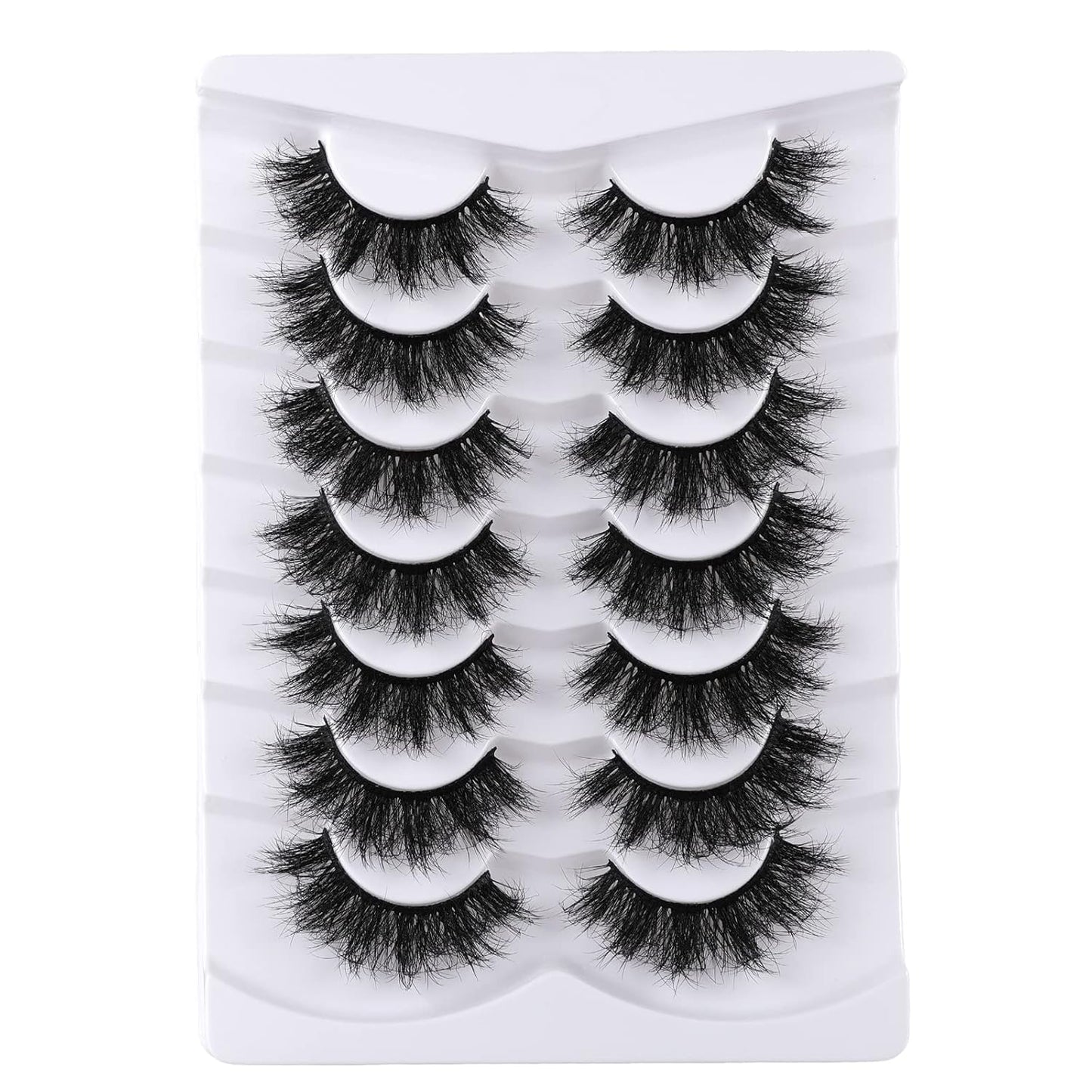 Lashes Eyelashes 8D Fluffy False Eyelashes Wispy Faux Mink Lashes Light Weight Fake Eyelashes Cat Eye Lashes 7 Pairs Pack, Black