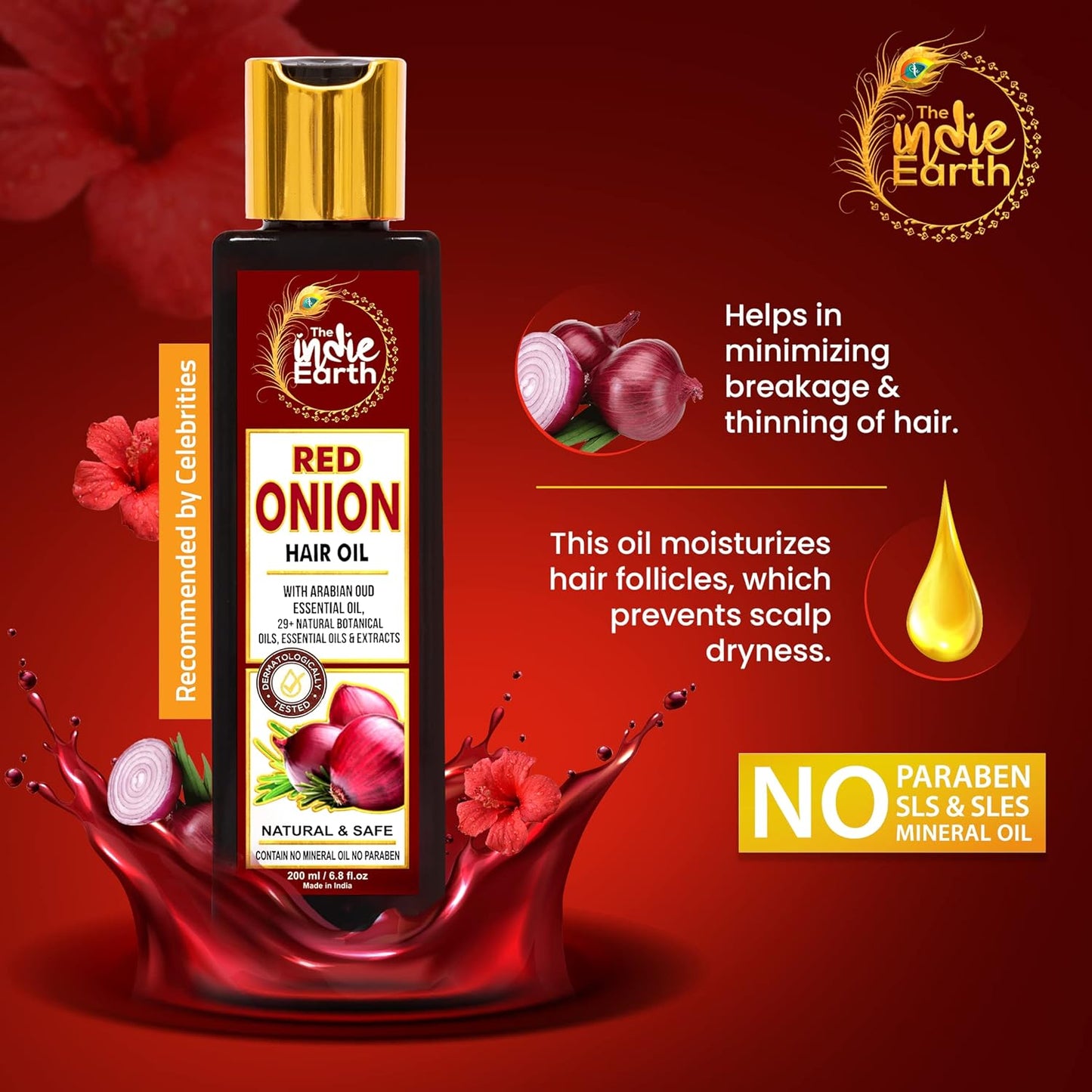 Red Onion Hair Growth Oil - Anti Hair Fall Formula with 29 Natural Herbs & Oils | 200ml