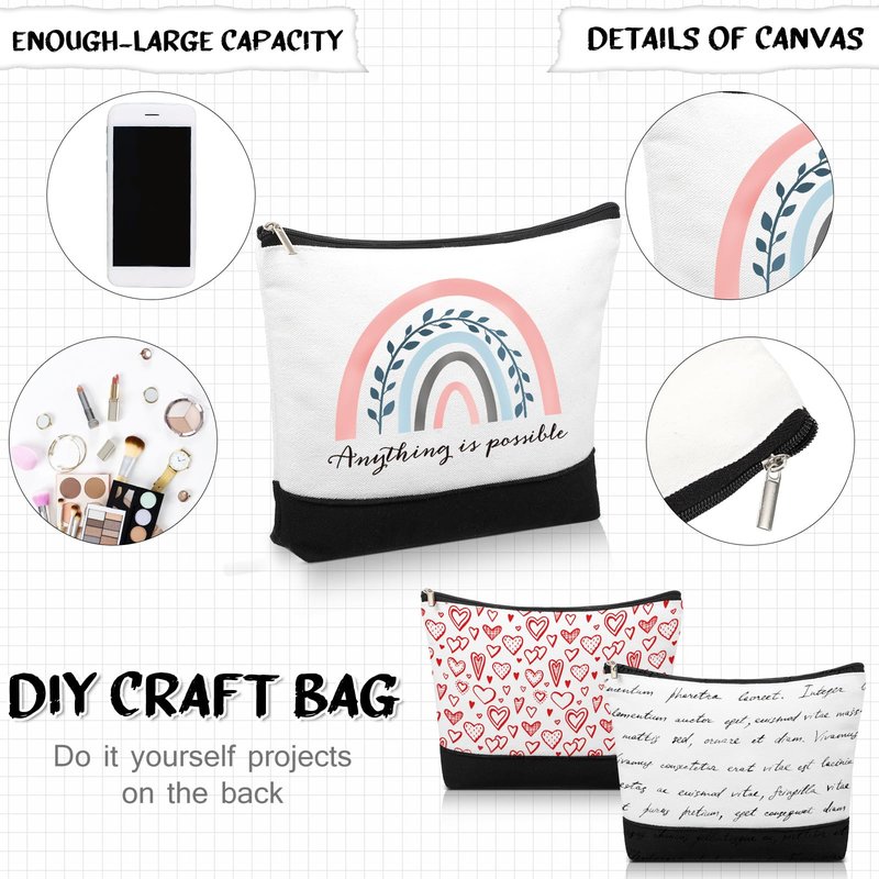 Sieral 30 Pcs Graduation Gifts Bulk CNA week Gifts Rainbow Canvas Makeup Bags for Women Appreciation Inspirational Cosmetic Bags Thank You Gift for Employee Coworker Office Must Have(Motivational)