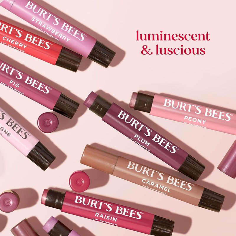 Burt's Bees Shimmer Lip Tint - Moisturizing Tinted Lip Balm for All-Day Hydration | Watermelon, 0.09 oz (Pack of 2)