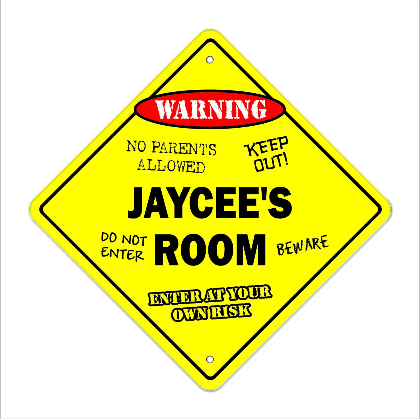 Jaycee's Room Sign Crossing Zone Xing | Indoor/Outdoor | 12" Tall Kids Bedroom Decor Door Children's Name boy Girl