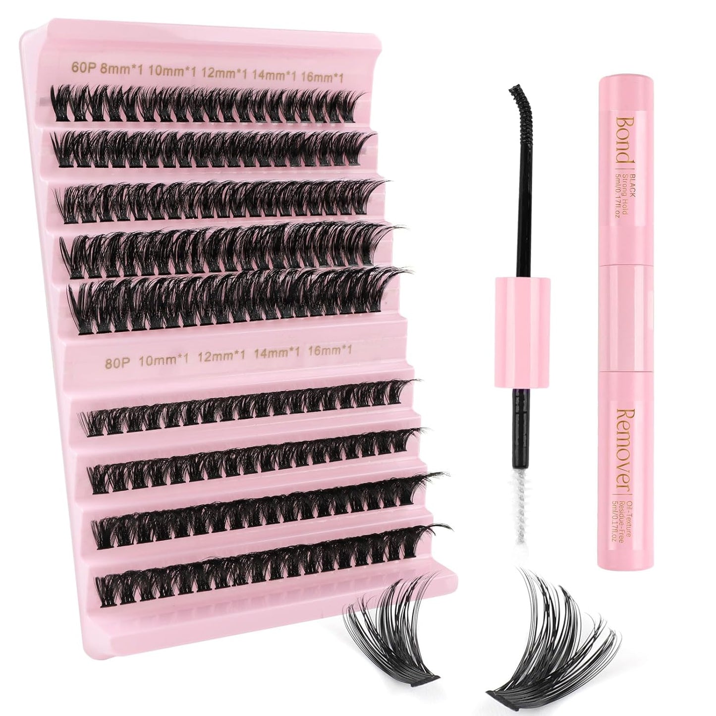 Eyelash Extension Kit - 167 Pieces DIY Individual Eyelashes | D Curl 8-16mm with Bond & Remover