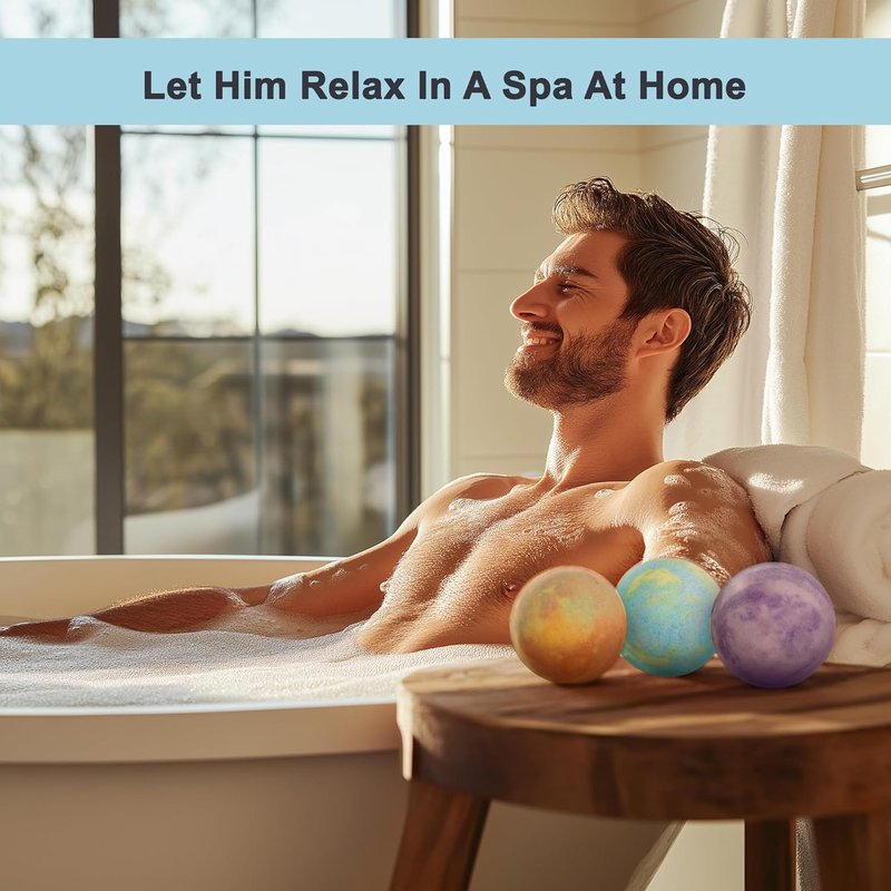 Luxury Bath Bombs Gift Set for Men | 24 Fizzy Bath Bombs with Essential Oils & Shea Butter - Vegan Spa Present for Dad, Husband, Boyfriend