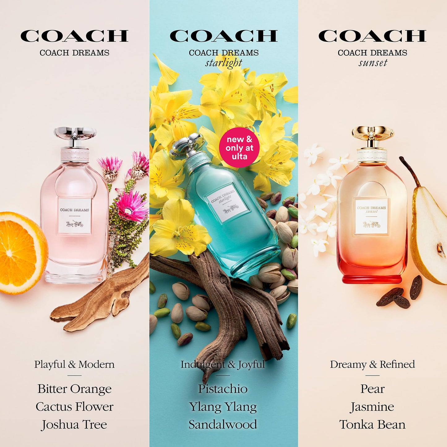 Coach Dreams Sunset 4 Piece Eau de Parfum Gift Set (Eau de Parfum Spray, Perfumed Body Lotion, Purse Spray, Pouch)