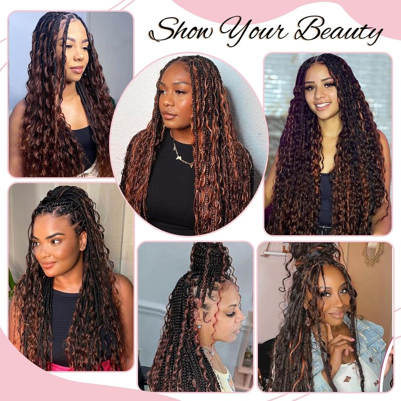 Highlight Braiding Human Hair Extensions - 2 Bundles 100g Deep Water Wave Ombre Curly 14 Inch | Black and Brown