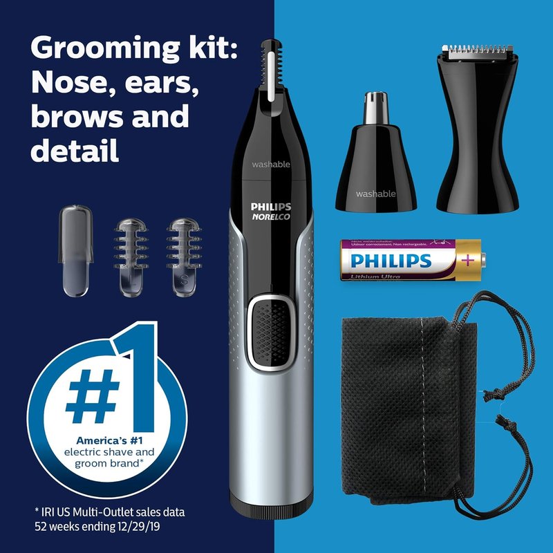 Philips Nose Trimmer 5000 - Precision Trimming Kit for Nose, Ears & Eyebrows | Model NT5600/62