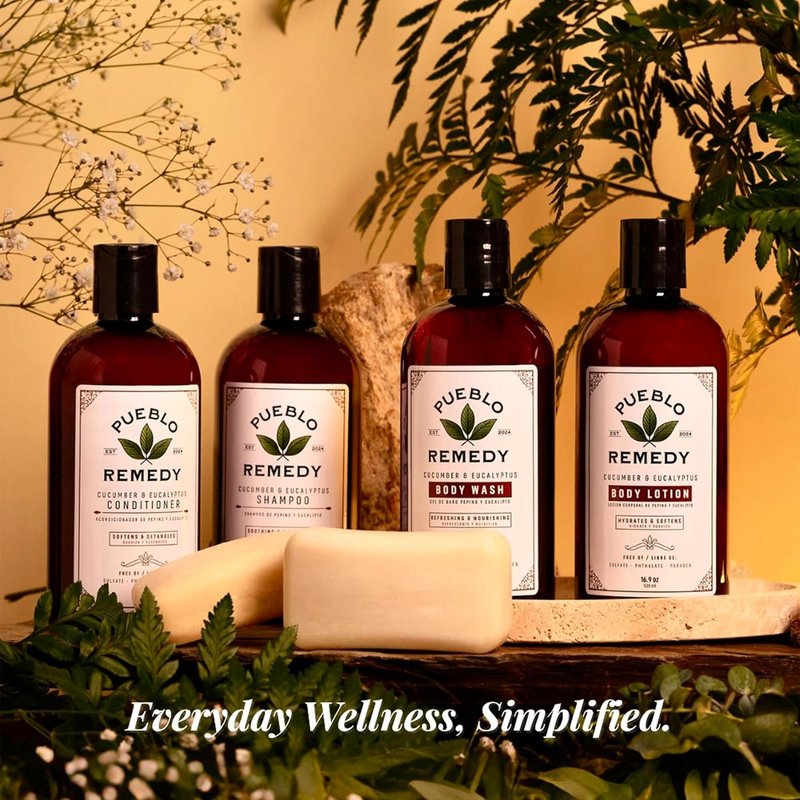 Pueblo Remedy Body Wash - Cucumber & Eucalyptus Shower Gel | Soothing, Vegan, 16.9 Oz