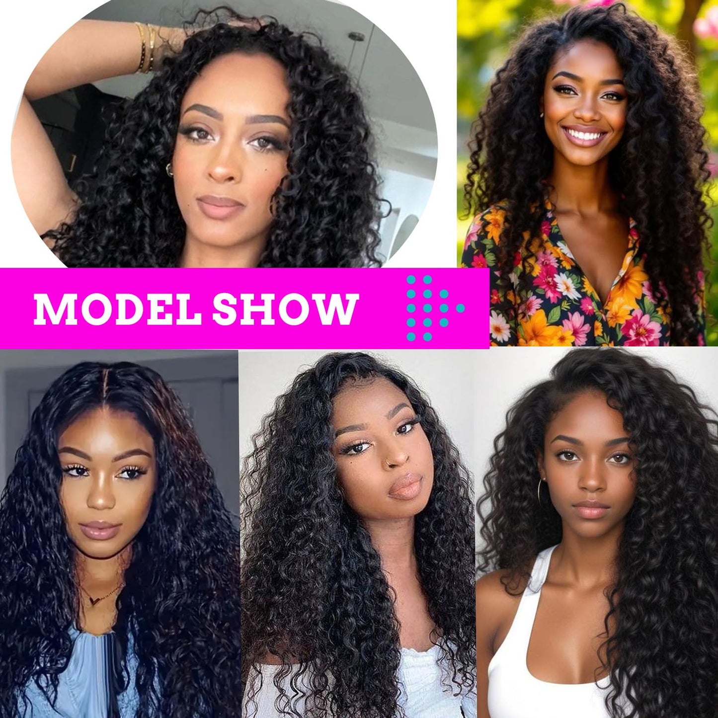 UENOKIPS Water Wave Hair Bundles 100% Pure Protein Silk Curly Bundles 16 18 20 Inch 6 Bundles 290g Synthetic Soft Natural Look Human Hair Feel Wet and Wavy Hair Extensions Natural Black