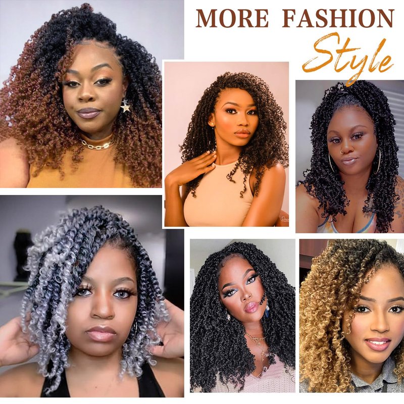 Yanky Twist Crochet Hair - 10 Inch Ombre Brown Spring Twists | 8 Packs Synthetic Braids with Curly Ends