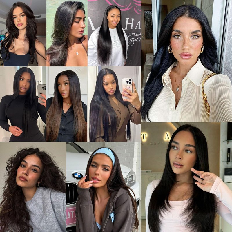 ManeMajesty 12A Straight Human Hair Bundles 3 Pcs 8 10 12 Inch 100% Human Hair Extension Unprocessed Brazilian Virgin Human Hair Quick Weave Straight Bundles Human Hair Natural Color for Black Women