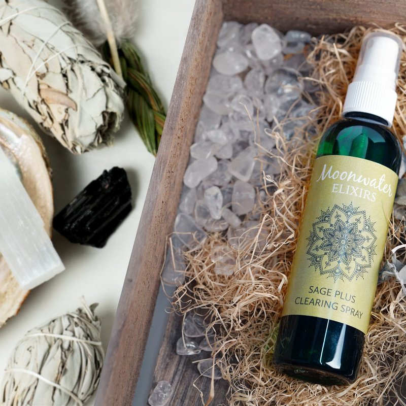 Smudge Spray Bundle - White Sage Smudge Spray and Sage Soap for Cleansing Negativity, Smokeless Smudging Kit to Support Positive Aura, and Cleansing Negative Energy-8oz by Moonwater Elixirs