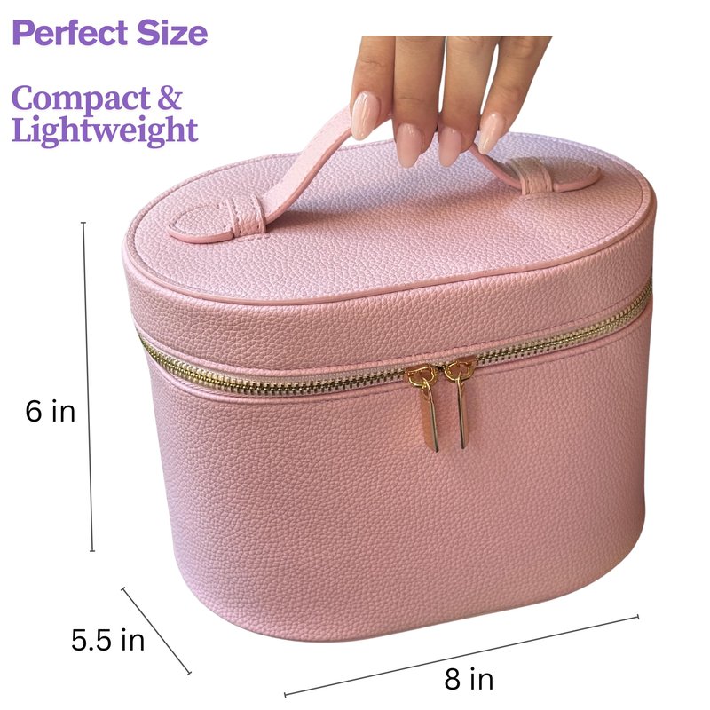 JAZD Vanity Case Makeup Bag with Removable Organizer Divider, Travel Toiletry Cosmetic Organizer for Women (PINK)