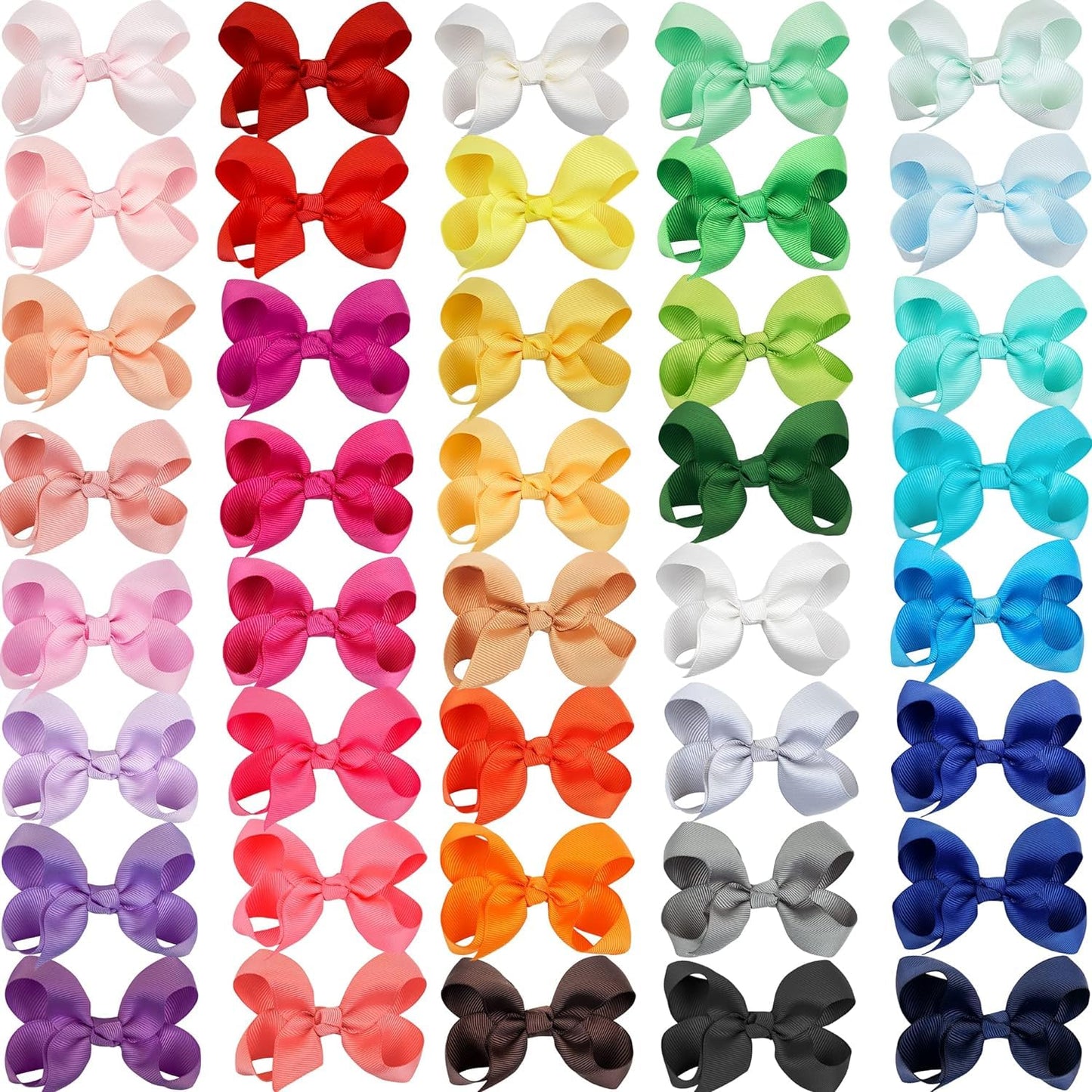 40Pcs 3 inch Hair Bows for Girls Grosgrain Ribbon Toddler Back to School Hair Accessories with Alligator Clips for Baby Girls Kids in Pairs
