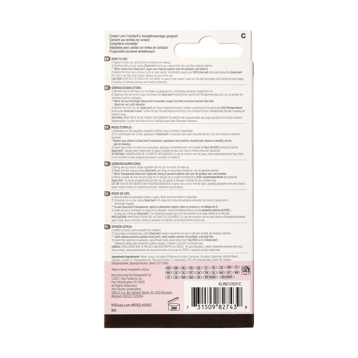 KISS Lash GLUEliner, Matte Finish, Foolproof Easy Touch-Up False Eyelash Glue and Eyeliner, Two in One Liner and Lash Glue, Black, 0.7 mL, 0.02 fl. oz. (Pack of 2)