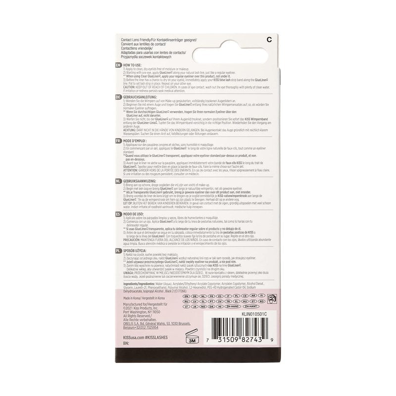 KISS Lash GLUEliner, Matte Finish, Foolproof Easy Touch-Up False Eyelash Glue and Eyeliner, Two in One Liner and Lash Glue, Black, 0.7 mL, 0.02 fl. oz. (Pack of 2)