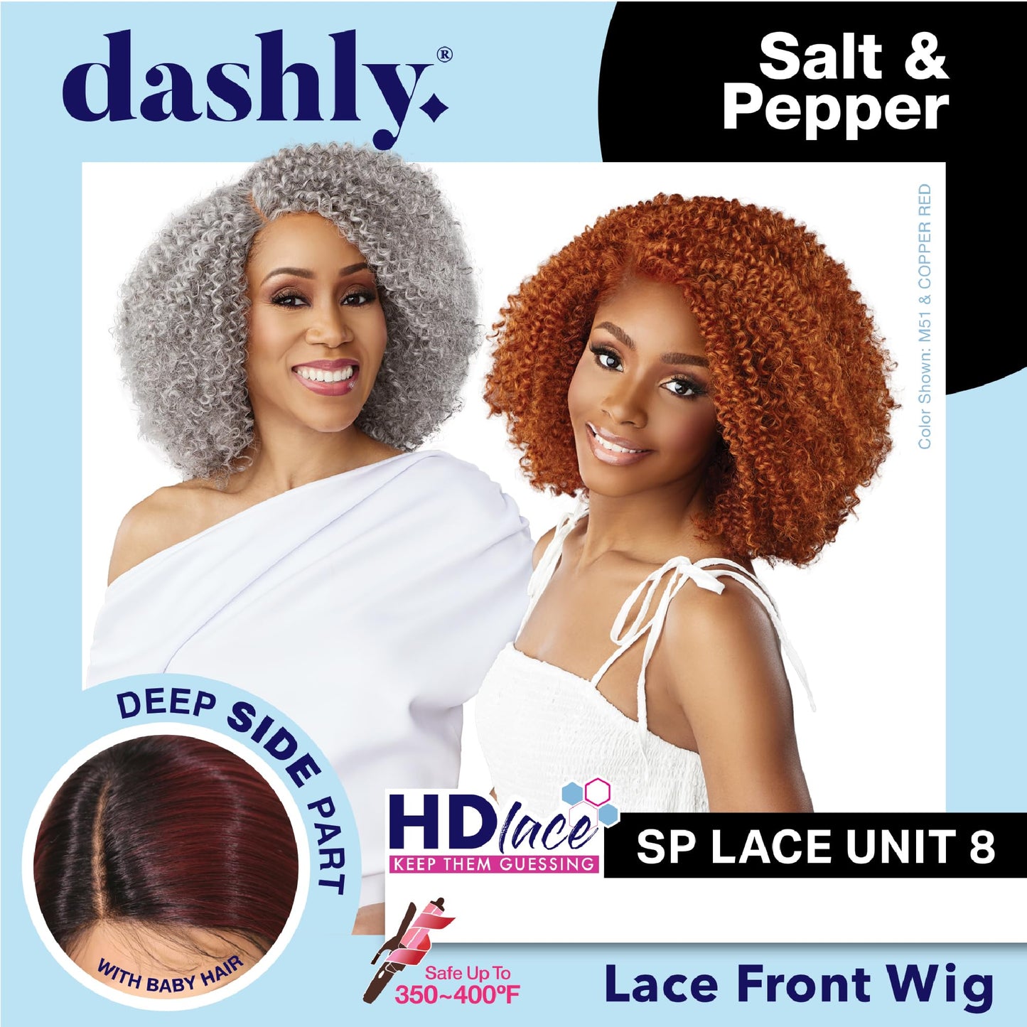 Sensationnel Dashly Lace Saltandpepper Wig - Sp Unit 8 Hand Tied Laceparting Ear to Ear Synthetic (TH2/27)