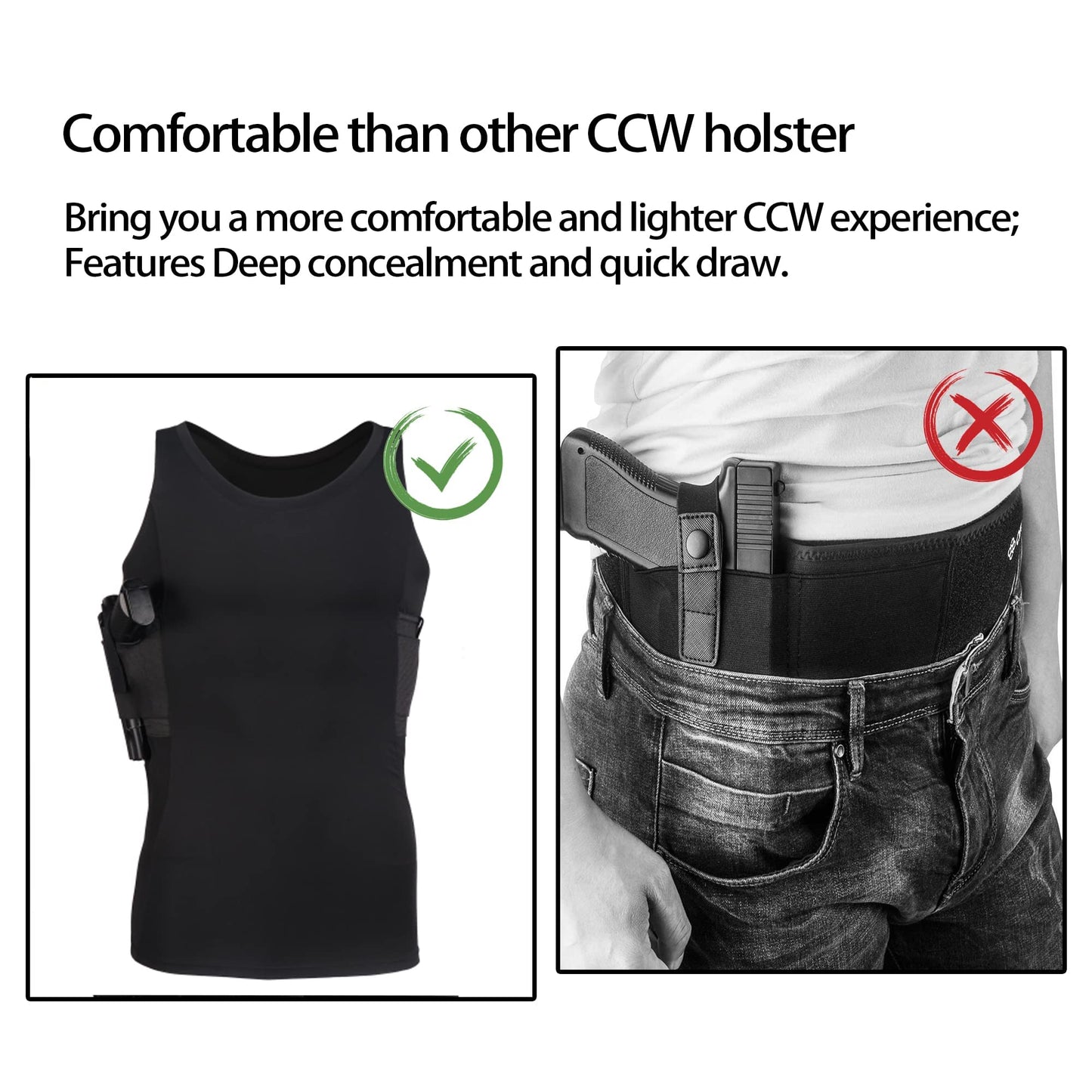 Lilcreek Mesh Conceal Carry Shirts for Men - Undercover Concealed Carry Gun Holster Clothing
