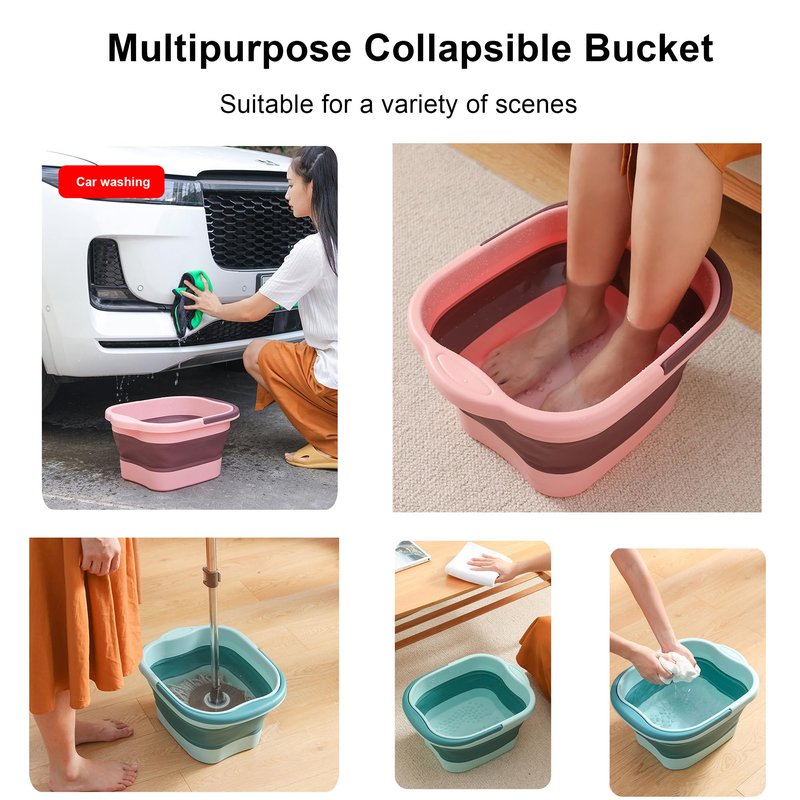 Leemeimei Foot Bath 15L(4 GL) Collapsible Foot Soak Tub with Handle, Foot Spa Bath Massager Foot Soaking for Dry Cracked Feet, Plastic Foot Bucket