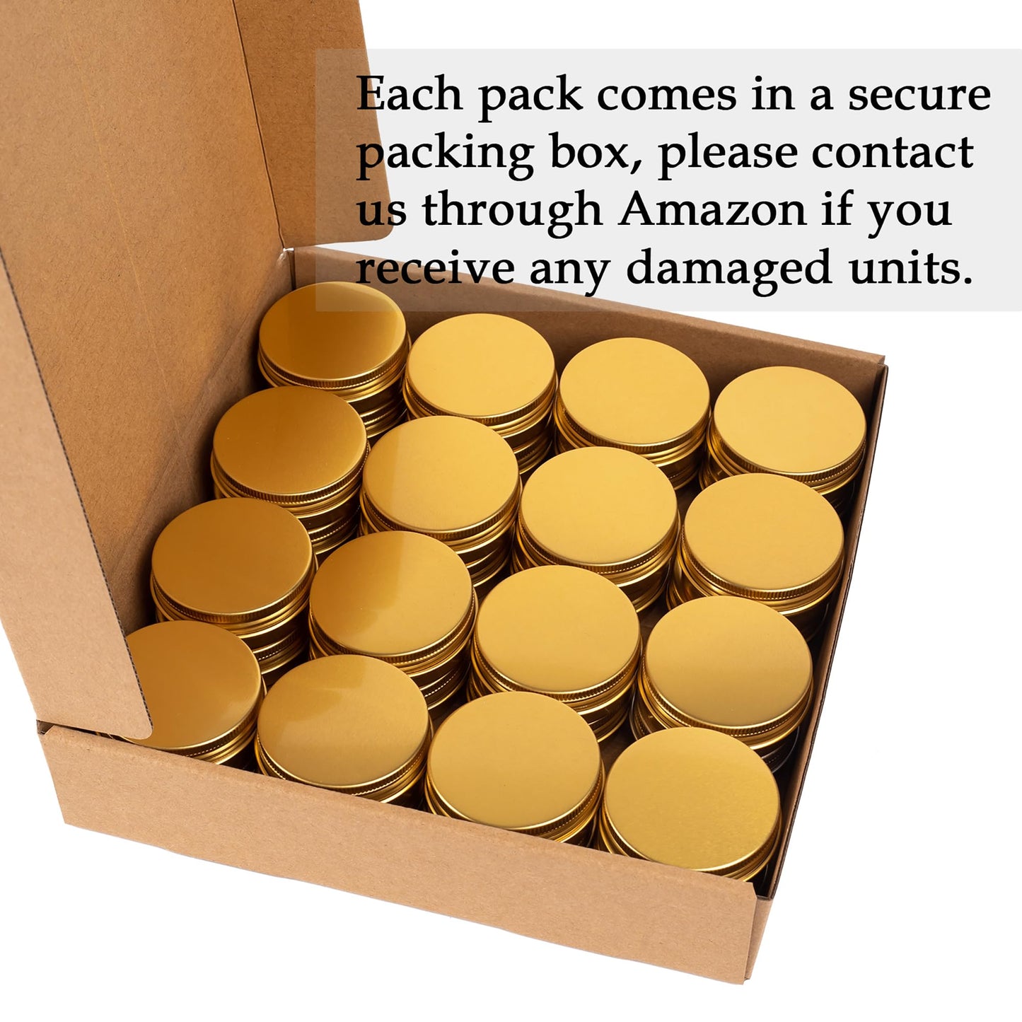 4 oz (120ml) Gold Screw Top Aluminum Tins with Labels, 24 Pack