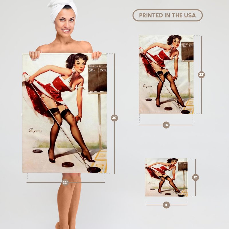 3D Rose TWL_204077_1 Print of Elvgren Pinup Playing Shuffleboard, 15" x 22"