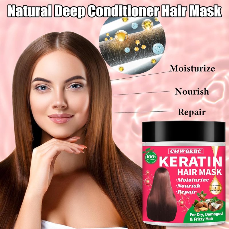 Collagen & Keratin Hair Mask - Deep Repair Conditioner for Damaged Hair | Hydrating Argan Oil Treatment for All Hair Types