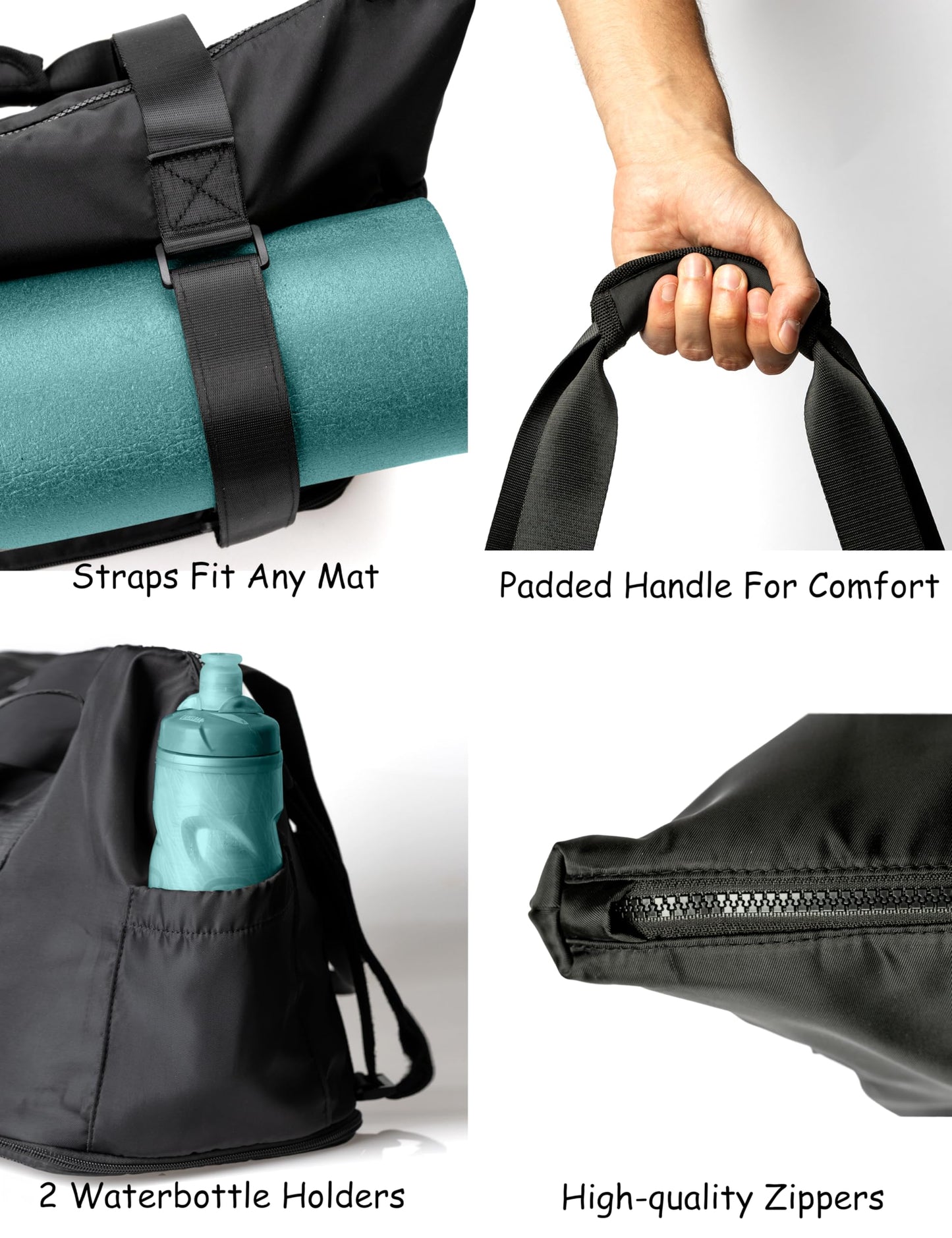 WARRIOR2 Yoga Mat Carrier - Expandable, Built-In Mat Straps, Water & Shock Resistant Laptop Pocket. Yoga Travel Bag with Luggage Sleeve, Gym Bags For Men & Women, Large Tote