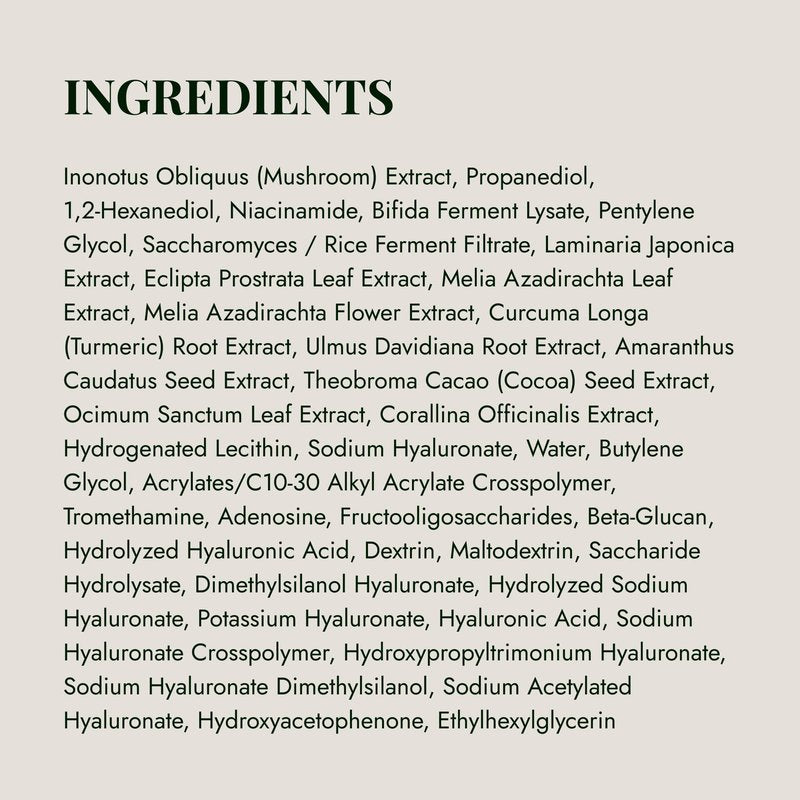 EFILOW Chaga Mushroom Biome Ampoule (1.69 fl.oz) - Pro-aging Adaptogen Serum for Resilience & Vibrant Glow - Vegan Sustainable Skin-Wellness for Sensitive Skin