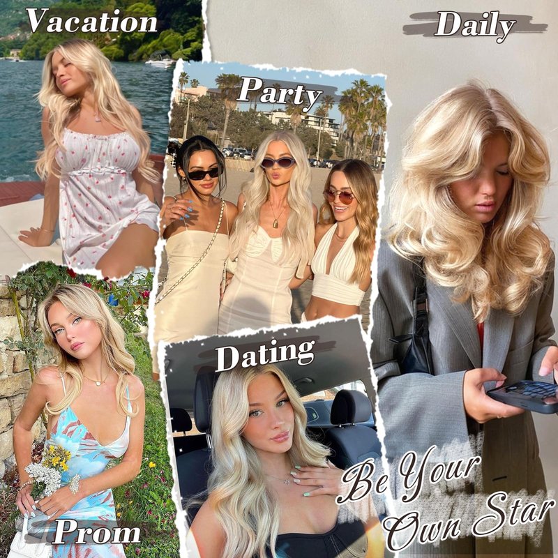 BARSDAR Long Blonde Wig With Bangs - Long Straight Blonde Wig with Bangs for Women - 24 Inch Natural Looking Thick Soft Synthetic Hair Replacement Wigs Daily Cosplay Party Halloween