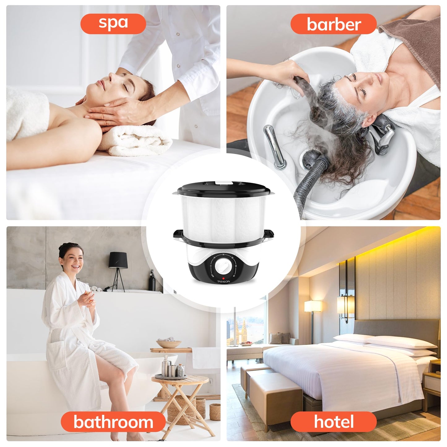 TASALON Hot Towel Steamer for Facials, Hot Towel Warmer Quickly Heats Up in 5 Minutes, Portable Towel Machine Fits 16 Mini Towels, Salon Equipment Towel Warmer for Facials, Spa, Massage, Pink