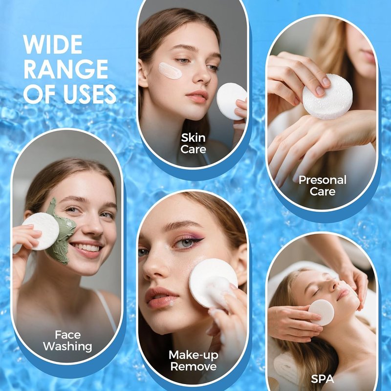 Compressed Face Sponges - 60-Count Reusable Natural Cellulose Facial Cleansing Pads | Travel Essentials for Exfoliating & Makeup Removal