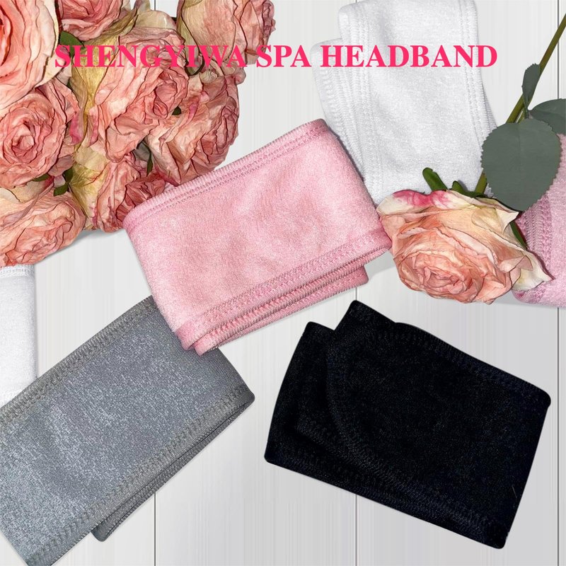 SHENGYIWA 30 Pack Adjustable Spa Headband for Women – Non-Slip Facial Hair Wrap for Washing Face, Makeup, Shower, Skincare, and Yoga White