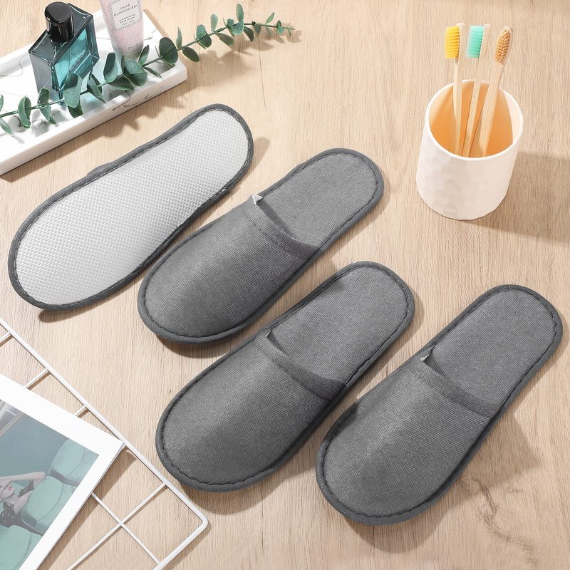 Geyoga 30 Pairs Disposable Spa Slippers for Guest Non Slip House Hotel Closed Toe Indoor Slipper for Men Women Home Wedding Travel, 2 Size(Gray)