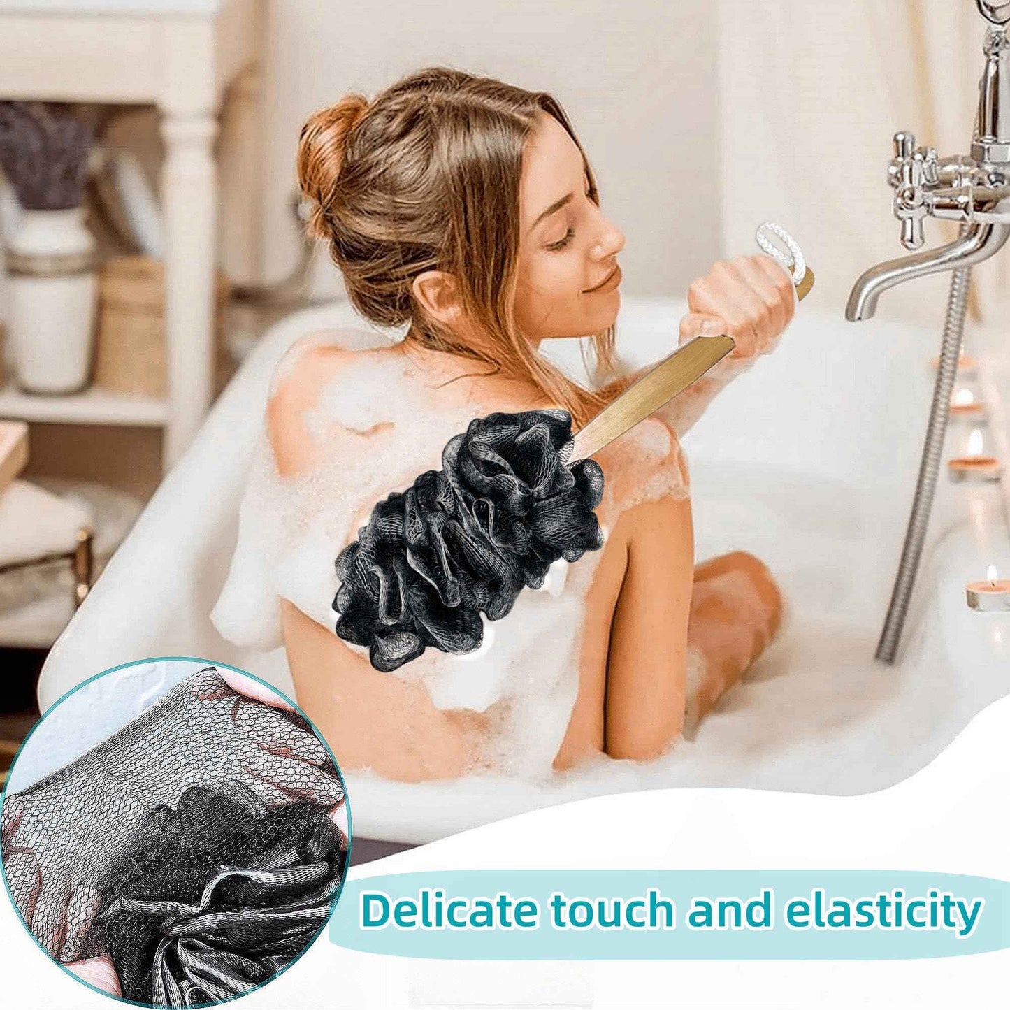 Exfoliating Natural Loofah Sponge Back Scrubber for Shower, Exfoliating Sponge for Shower, Bath Shower Scrubber for Men and Women, Luffa Scrubber to Clean Your Back Deeply Relax Your Body (3 Pack)