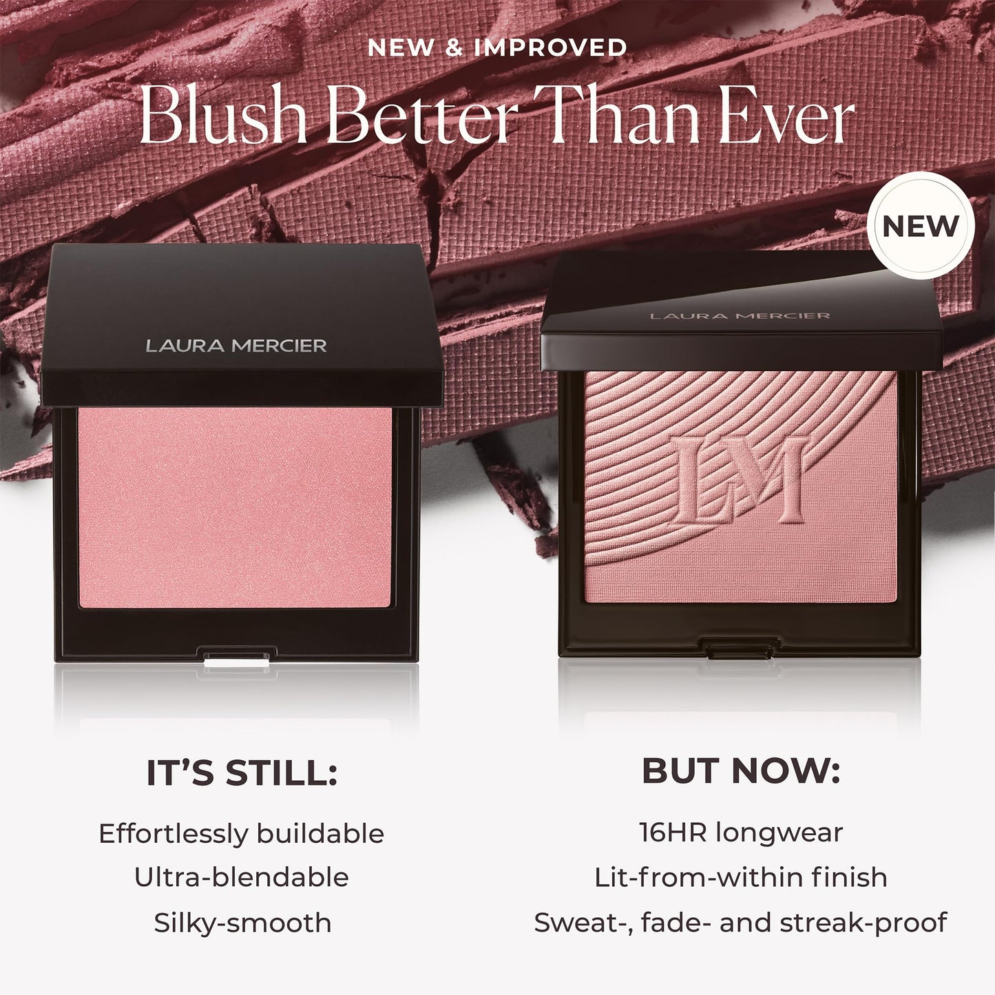 Laura Mercier Blush Color Infusion Duo, Matte & Luminous Powder Blush, Talc‑Free, 16HR Wear, Buildable Natural Finish, Passionfruit - Warm Pink