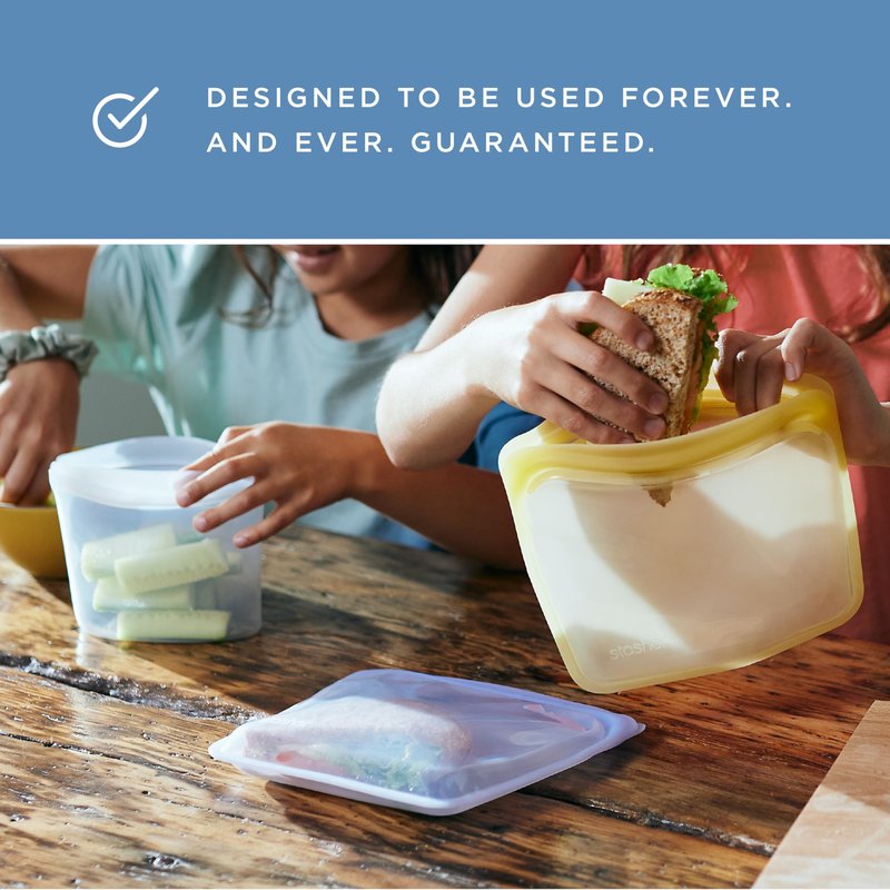 Stasher Silicone Reusable Storage Bag, Sandwich Bag, Freezer Bags, Microwave, Dishwasher, Oven Safe, Sous Vide, Lunch Container, Eco Friendly, Leak-free, Food Storage Bags, 28 oz, Tie Dye Blue