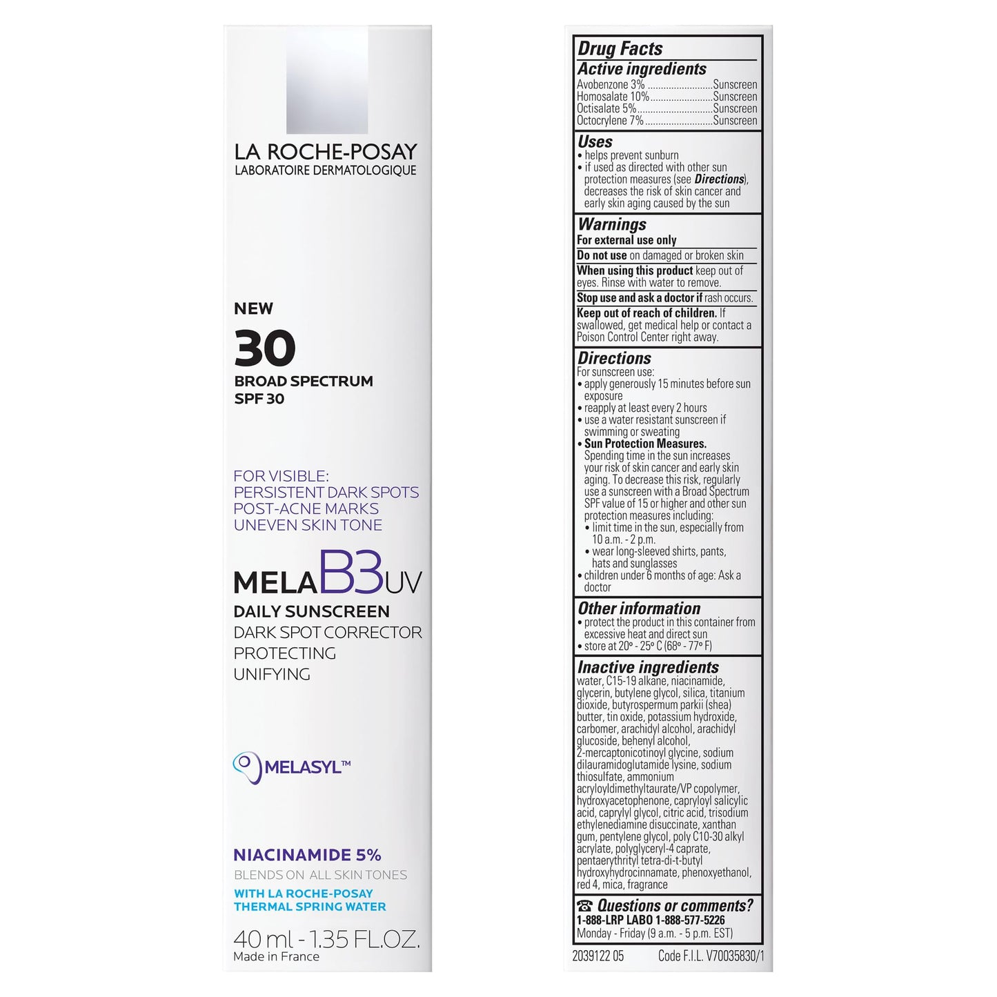 La Roche-Posay Mela B3 UV Face Sunscreen SPF 30 with Niacinamide, 40ml