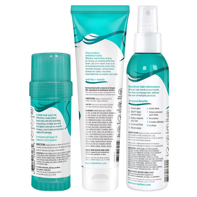 Not Your Mother's All Eyes On Me 10-in-1 Hair Perfector & 3-in-1 Wax Stick & Styling Cream (3-Pack) - Protectant & Styling Products for All Hair Types
