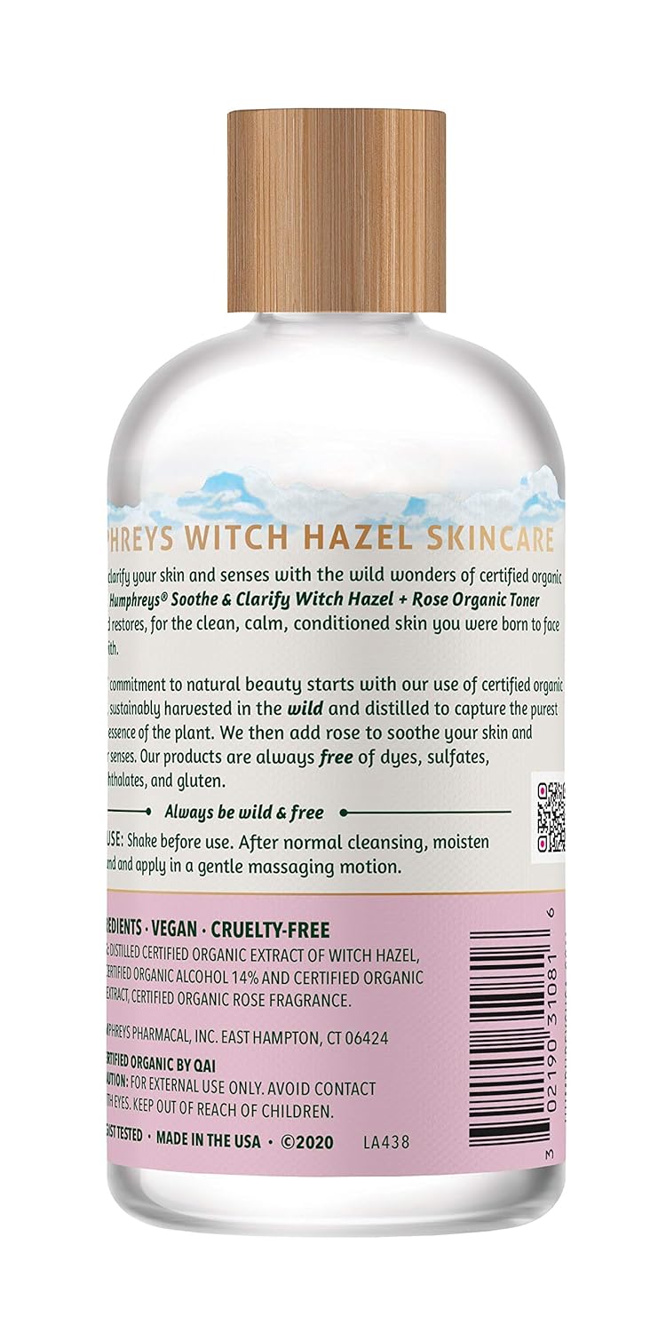 Humphreys Witch Hazel Nourishing Toner | Wild Harvested Witch Hazel & Aloe | Alcohol-Free | Natural | Hydrating | Soothing | 8 Fl Oz