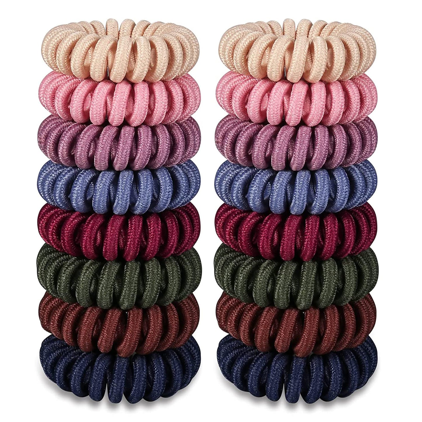 Hair Ties, 17 Pack Spiral Coils for Thick and Thin Hair - No Crease Ponytail Holders for Women and Children