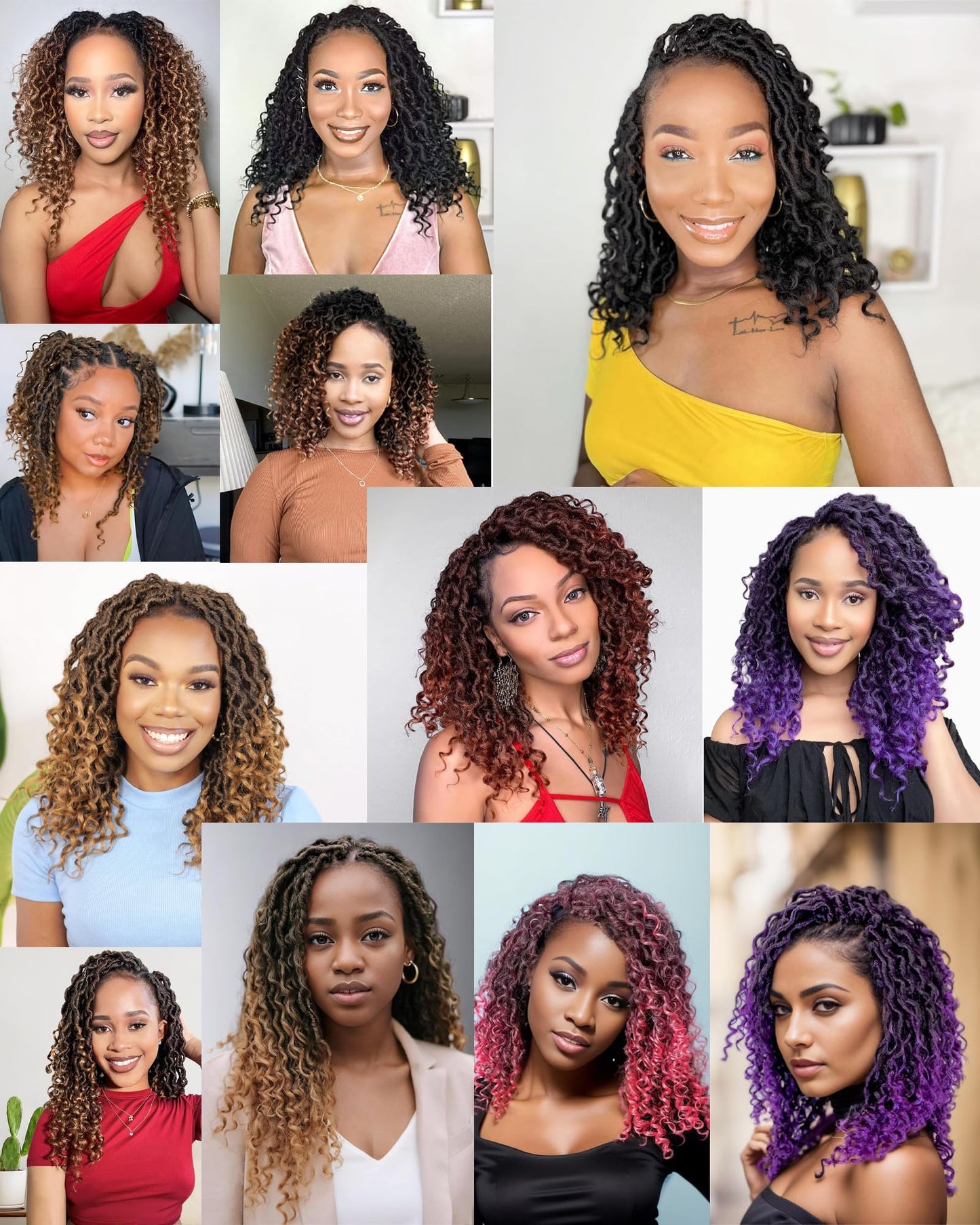 Goddess Locs Crochet Hair for Black Women,Salt and Pepper Pre Looped Faux Locs Crochet Hair with Curly Ends,Soft Synthetic Bohemian River Locs,14 Inch 8 Packs (TGray)