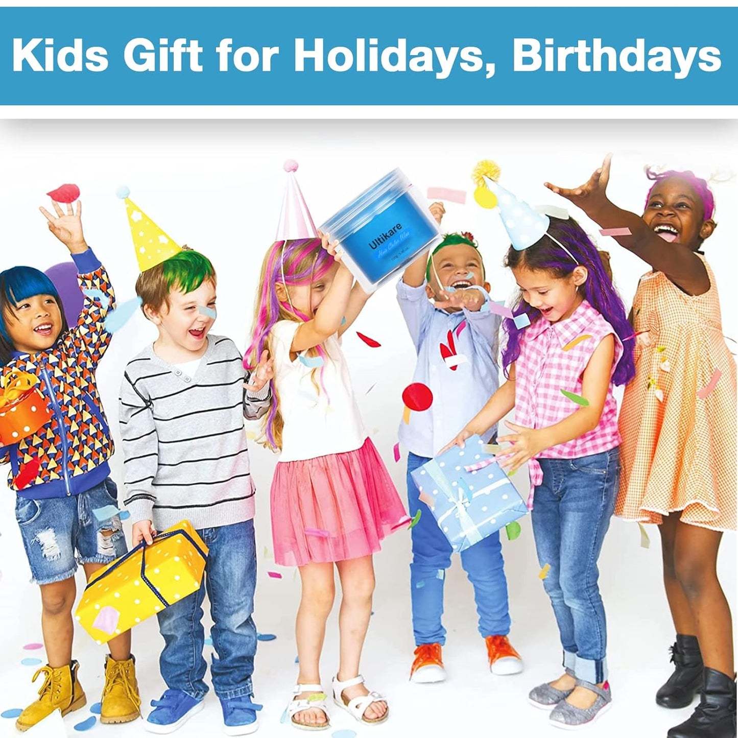 Temporary Hair Color for Kids, Ultikare Orange Hair Dye Washable Natural Hair Wax Color Chalk Mud Cream DIY Hairstyle Clay For Dark Hair Halloween, Cosplay, Party, Christmas Gift Girls 3.4 Fl Oz