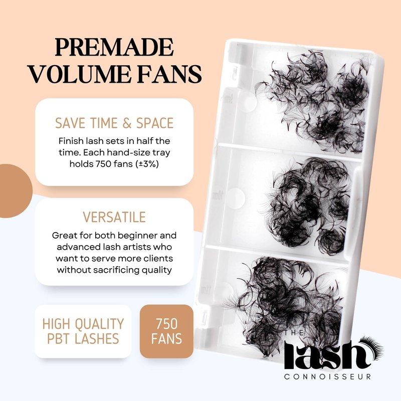 16D - D Curl 750 Fans Mixed Promade Fans Lash Extensions | TLC Lash Supplies 4D to 16D Premade Fans 7 mm to 16 mm Mixed Length Thin Base Premade Fans Eyelash Extensions (16D - D Curl, 9-10-11 mm)