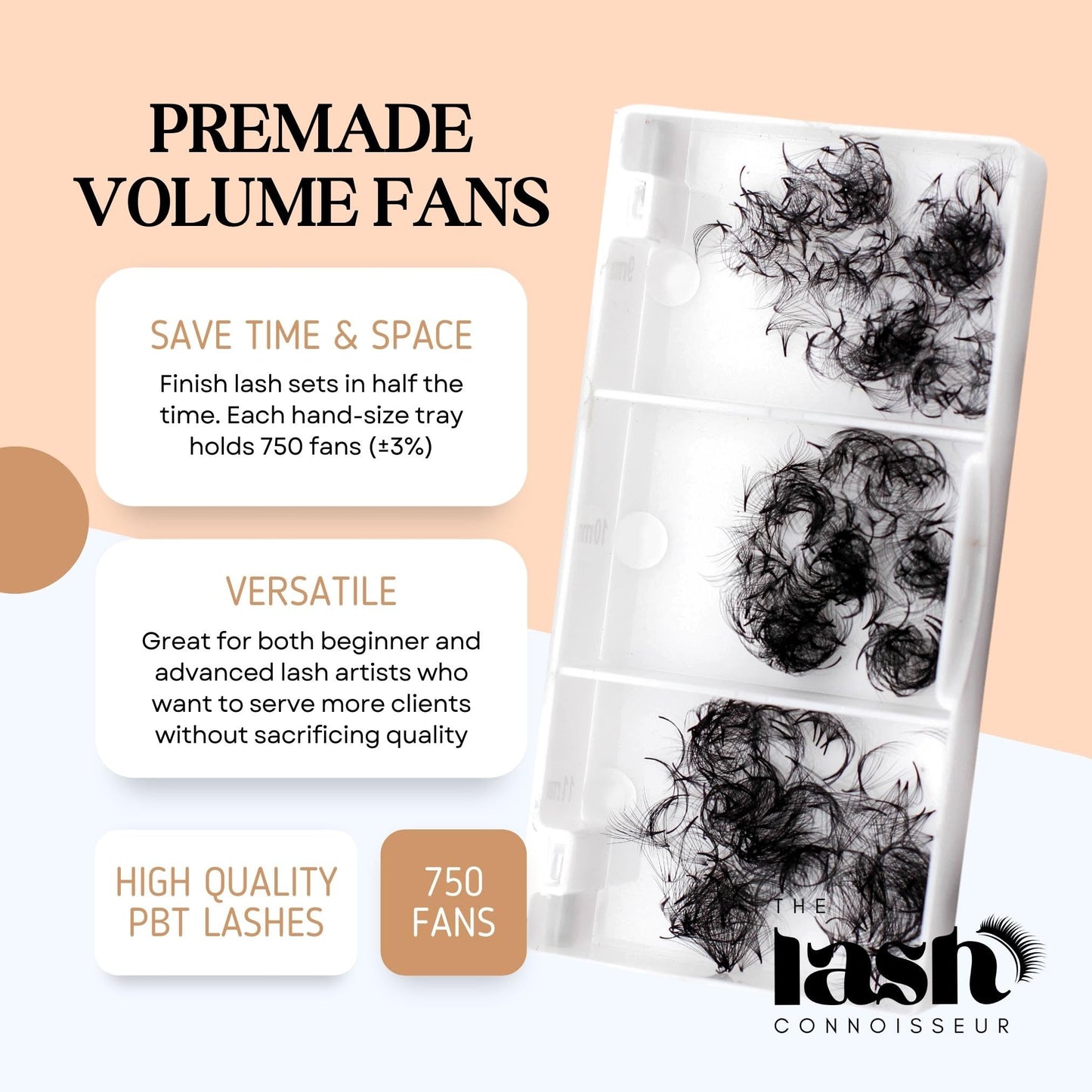 5D - D Curl 750 Fans Mixed Promade Fans Lash Extensions | TLC Lash Supplies 4D to 16D Premade Fans 7 mm to 16 mm Mixed Length Thin Base Premade Fans Eyelash Extensions (5D - D Curl, 7-8-9 mm)